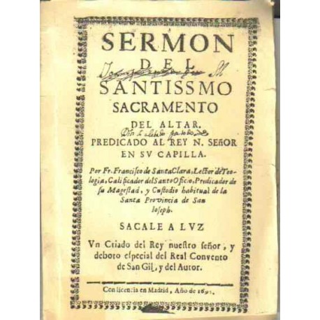 Sermón del santissimo sacramento del altar